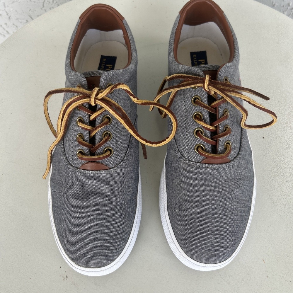 Polo Ralph Lauren Vaughn Denim Chambray Canvas Sneakers Boat Shoes Size 9.5